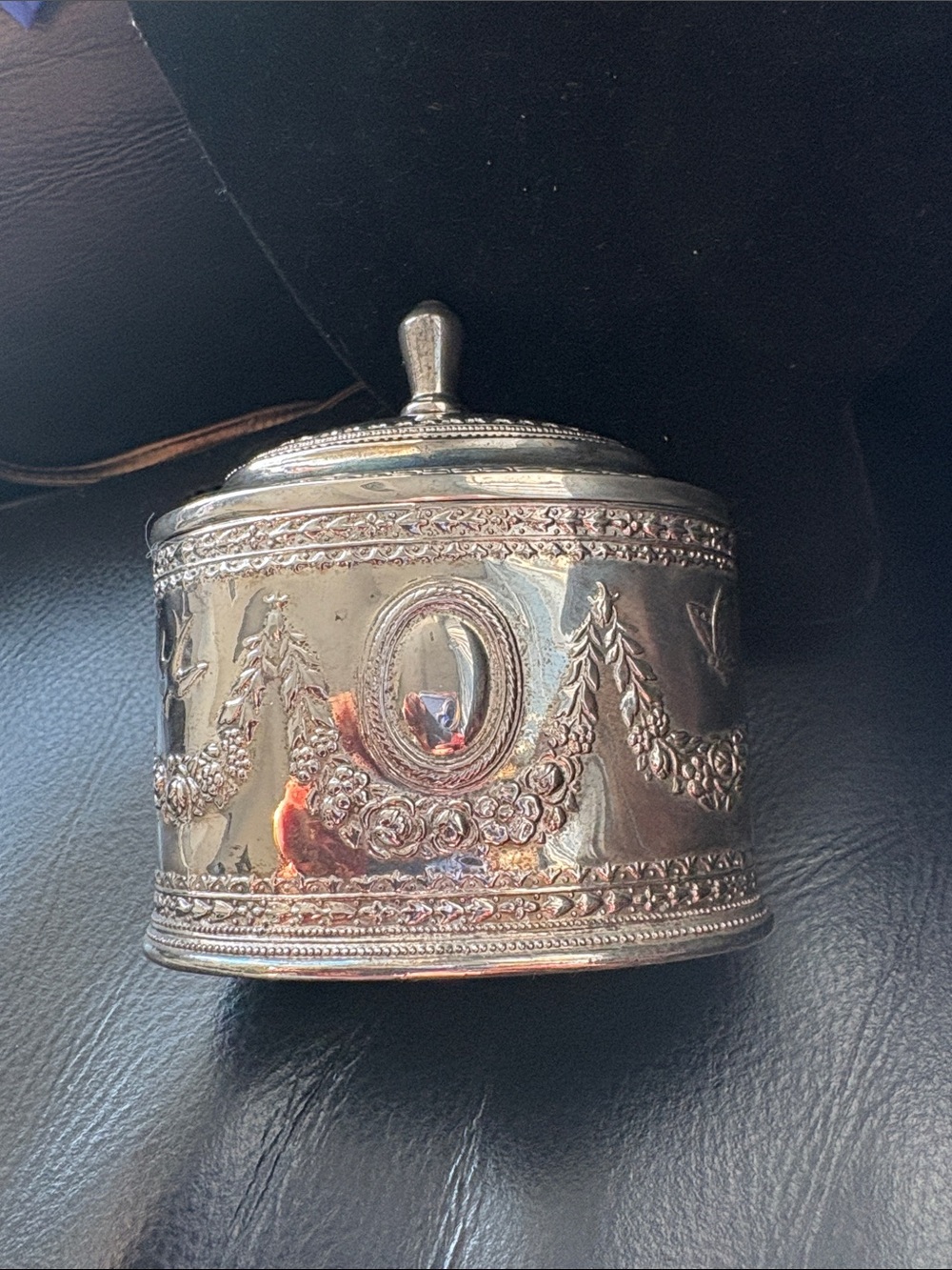 Vintage Ornate Silver Plated Decorative Trinket Box with Lid